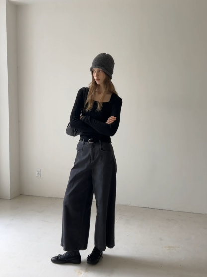 Square Neck Cable Knit Sweater