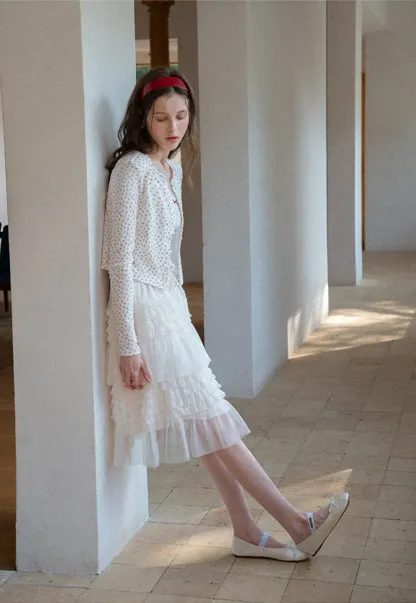 Tiered Ruffled Sheer Skirt with Drawstring Waist