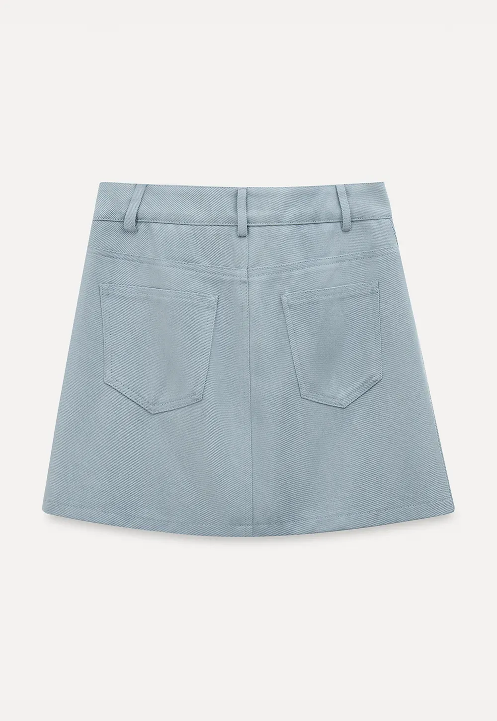 A-line mini skirt with front zipper and belt loops