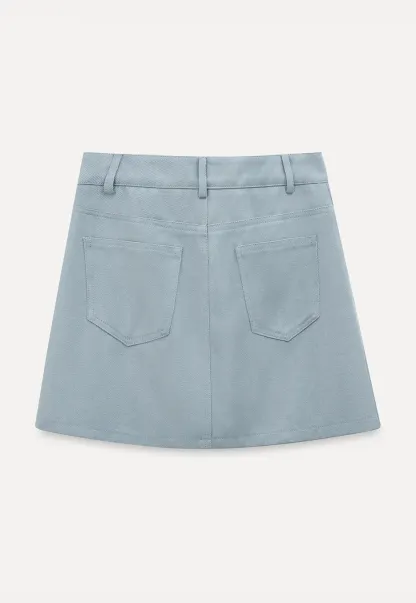 A-line mini skirt with front zipper and belt loops