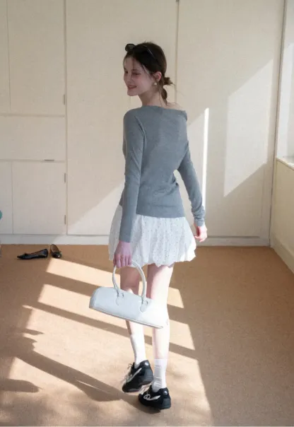 Polka dot pleated mini skirt with drawstring waist