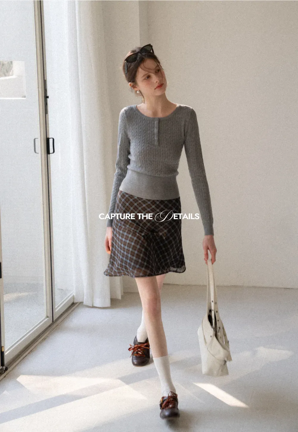 Cable Knit Long Sleeve Sweater with Button Detail