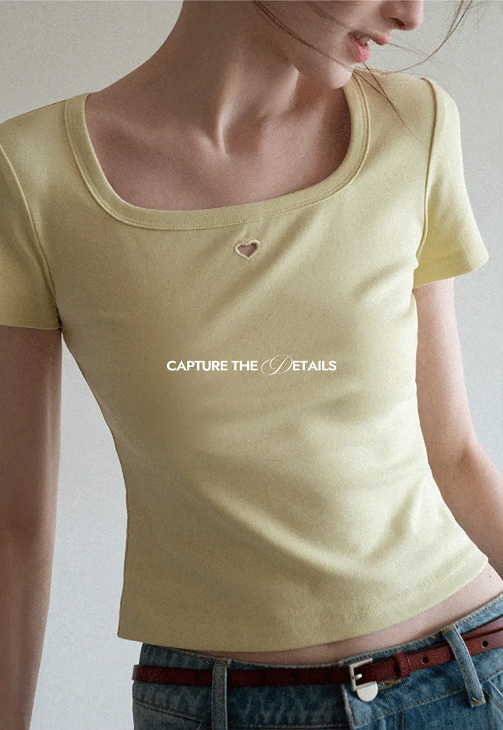 Short Sleeve Crop Top with Square Neckline