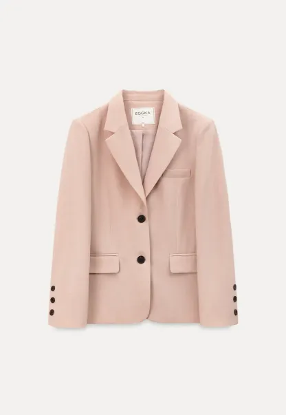 Short Jacket with Notched Collar and Sleeve Buttons