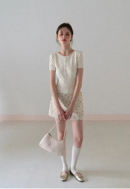 Floral Print Mini Skirt with Front Pockets