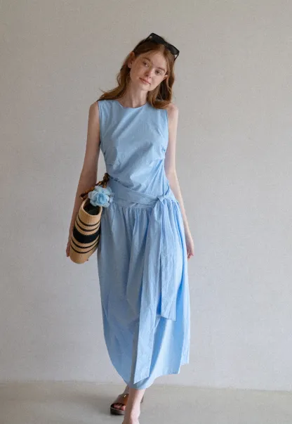 Women's Sleeveless Tie-Waist Midi Dress