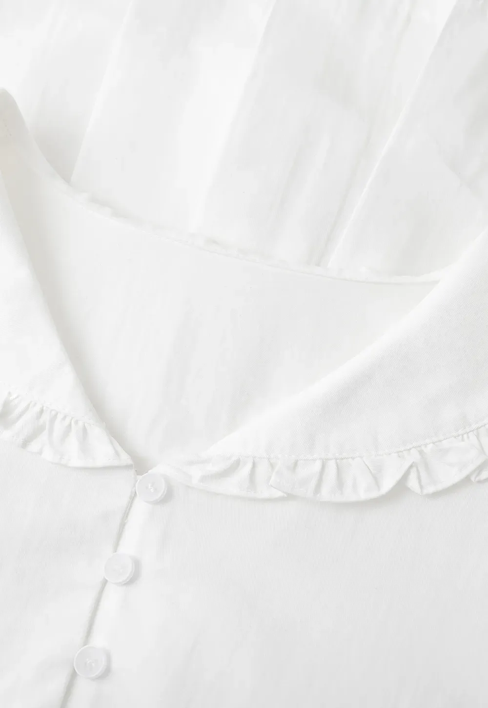 Pleated Hem Long Sleeve Blouse with Ruffled Collar