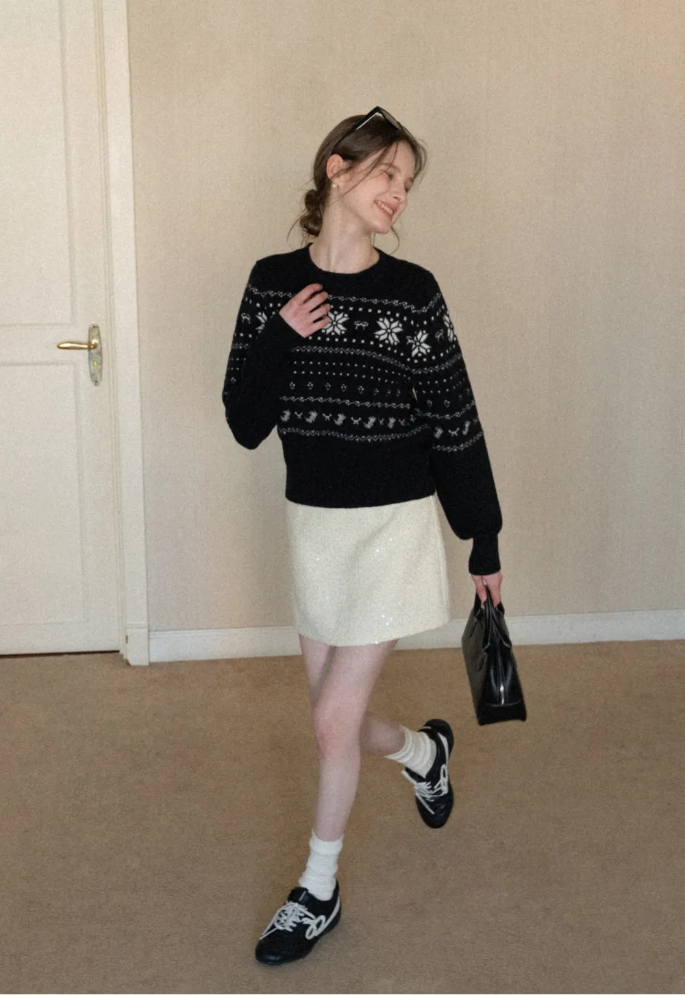 sparkling sequin mini skirt with flared hem