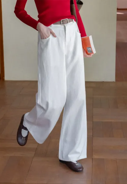 Wide Leg Casual Pants with Front Pockets