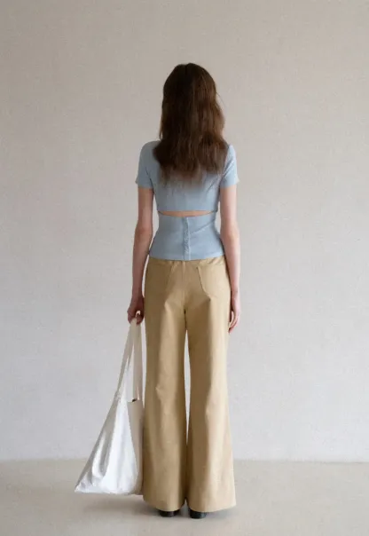 Wide Leg Casual Pants with Back Pockets