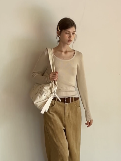 Basic Round Neck Slim Fit Sweater