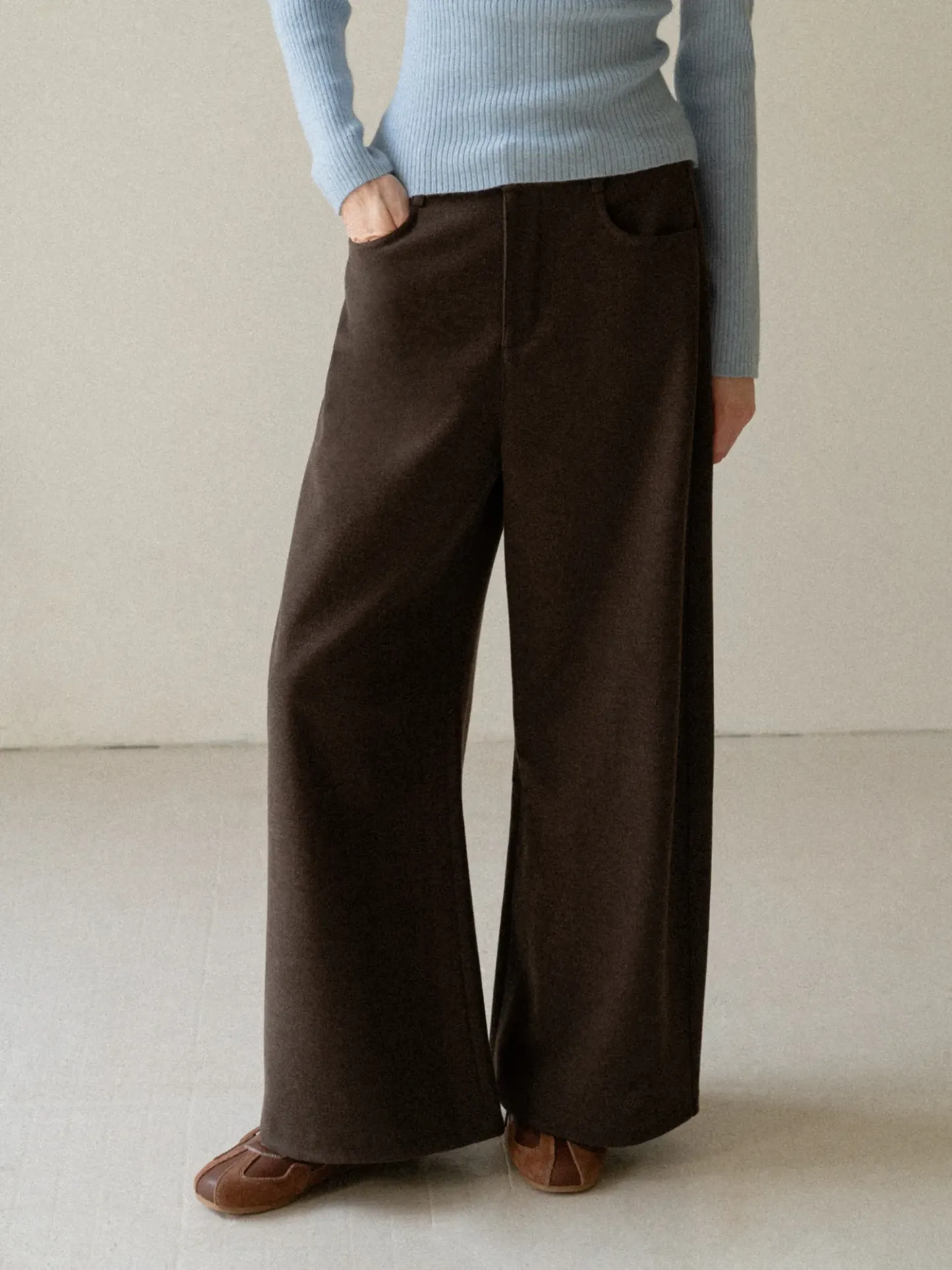 Soft Knit Wide-Leg Pants in Charcoal