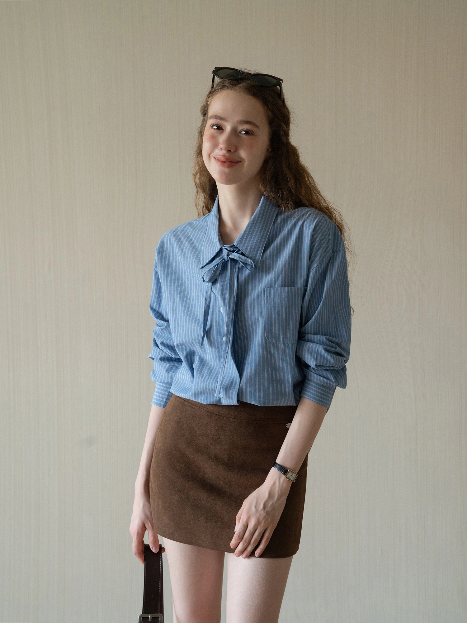 Womens High Waist Suede Mini Skirt