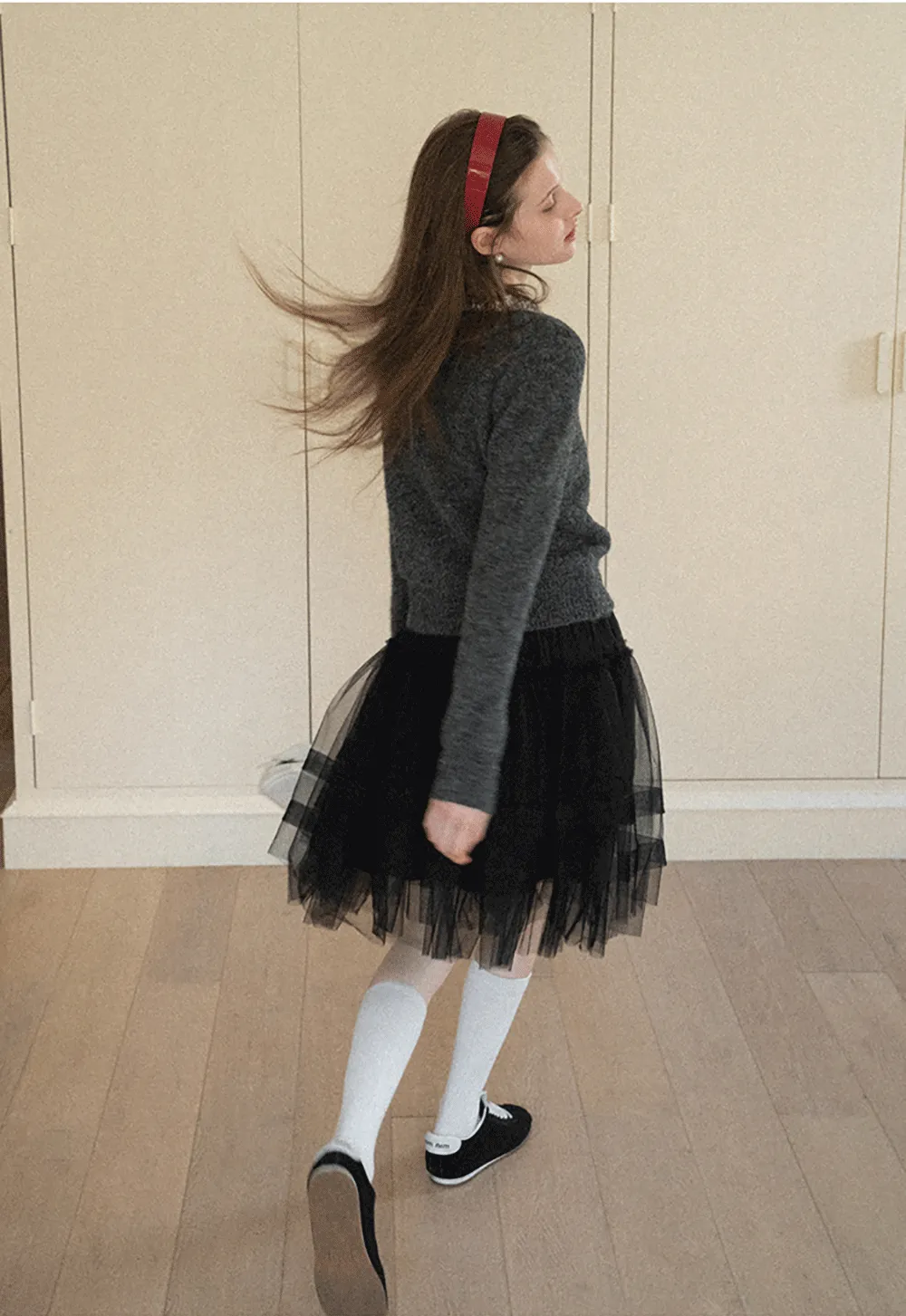 Elegant Woolen Knit Sweater with Embellished Neckline and Long Sleeves