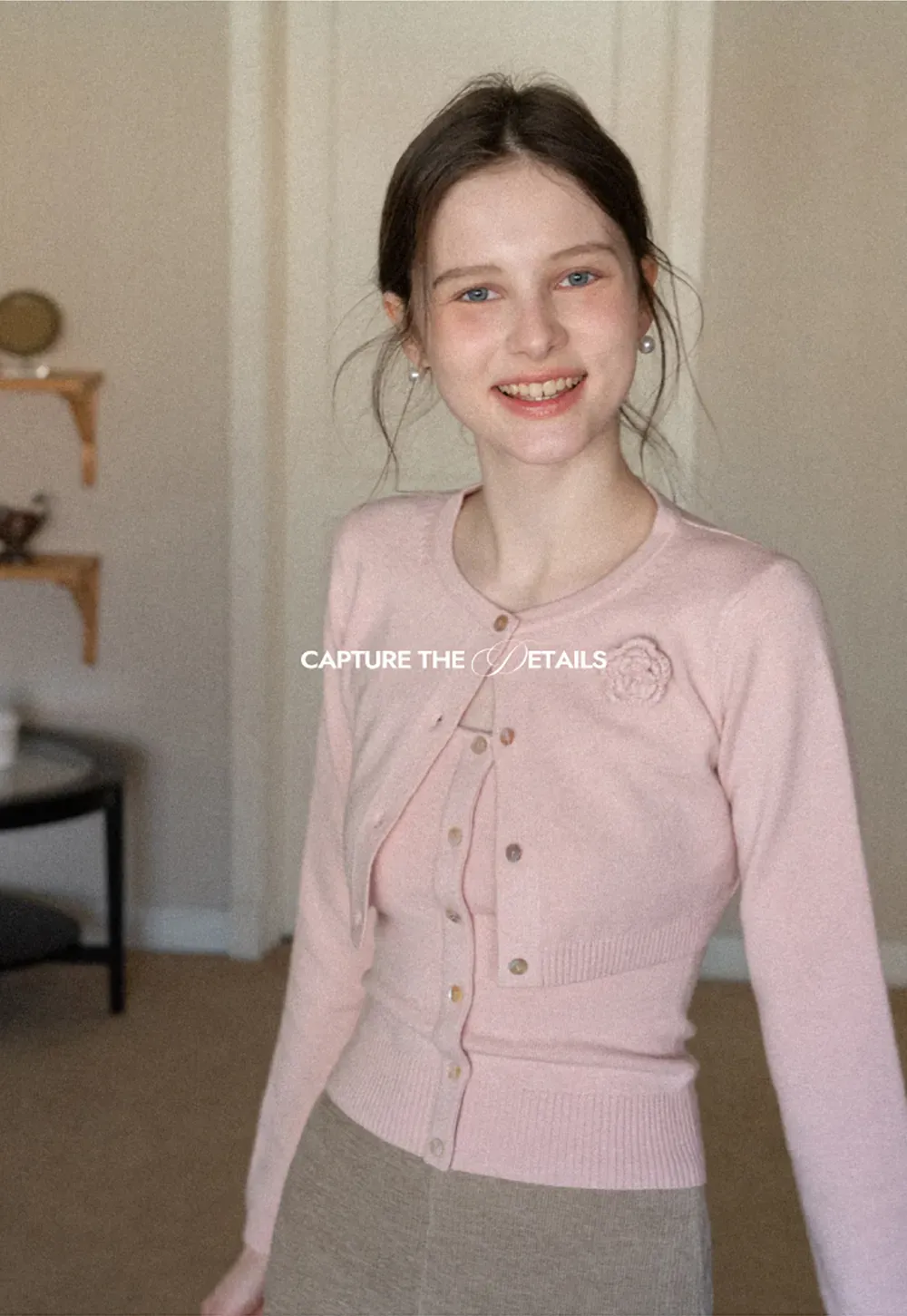 Elegant Knit Cardigan with Button Detail and Tank Top Set