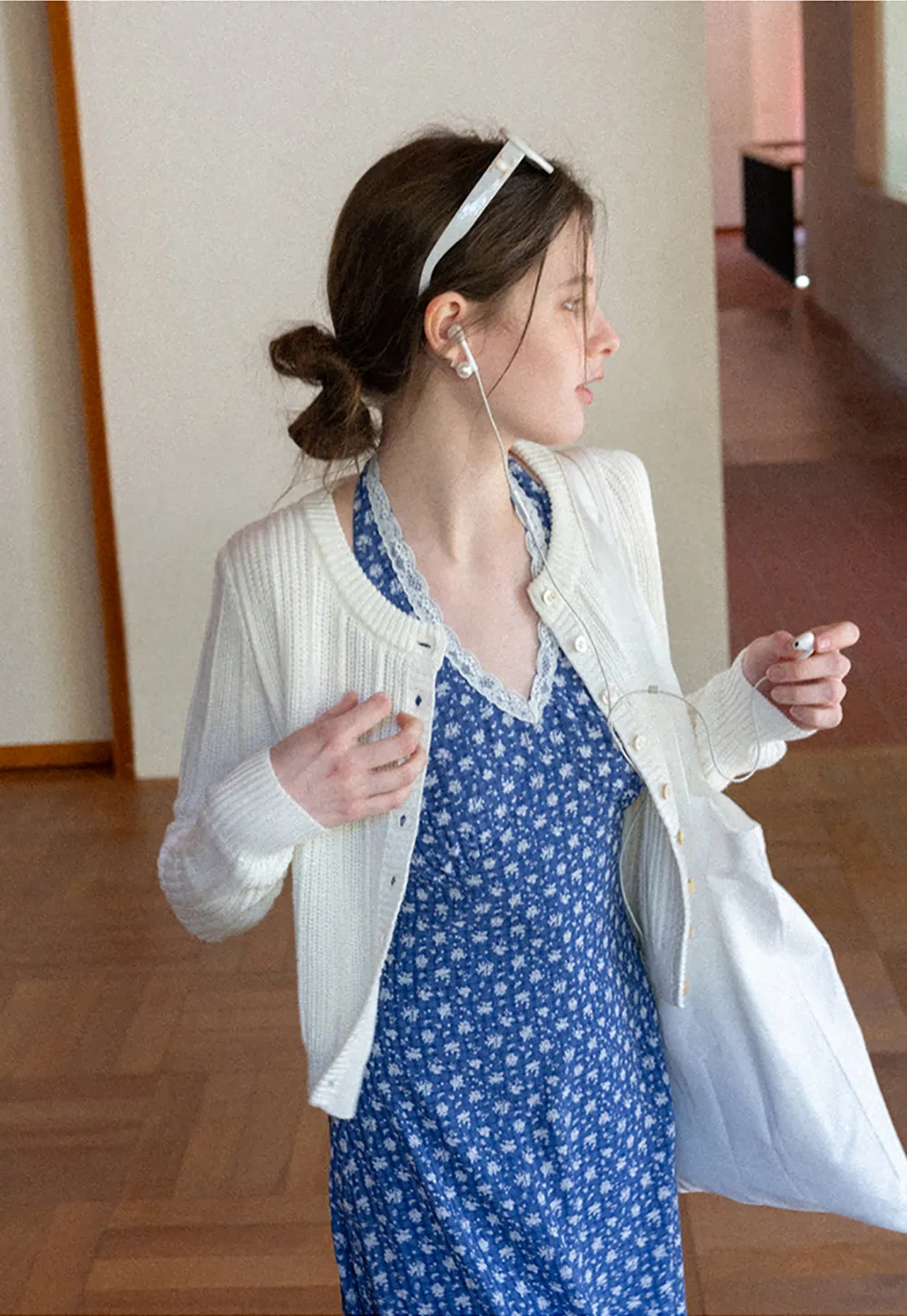 Ribbed Knit Cardigan with Button Closure