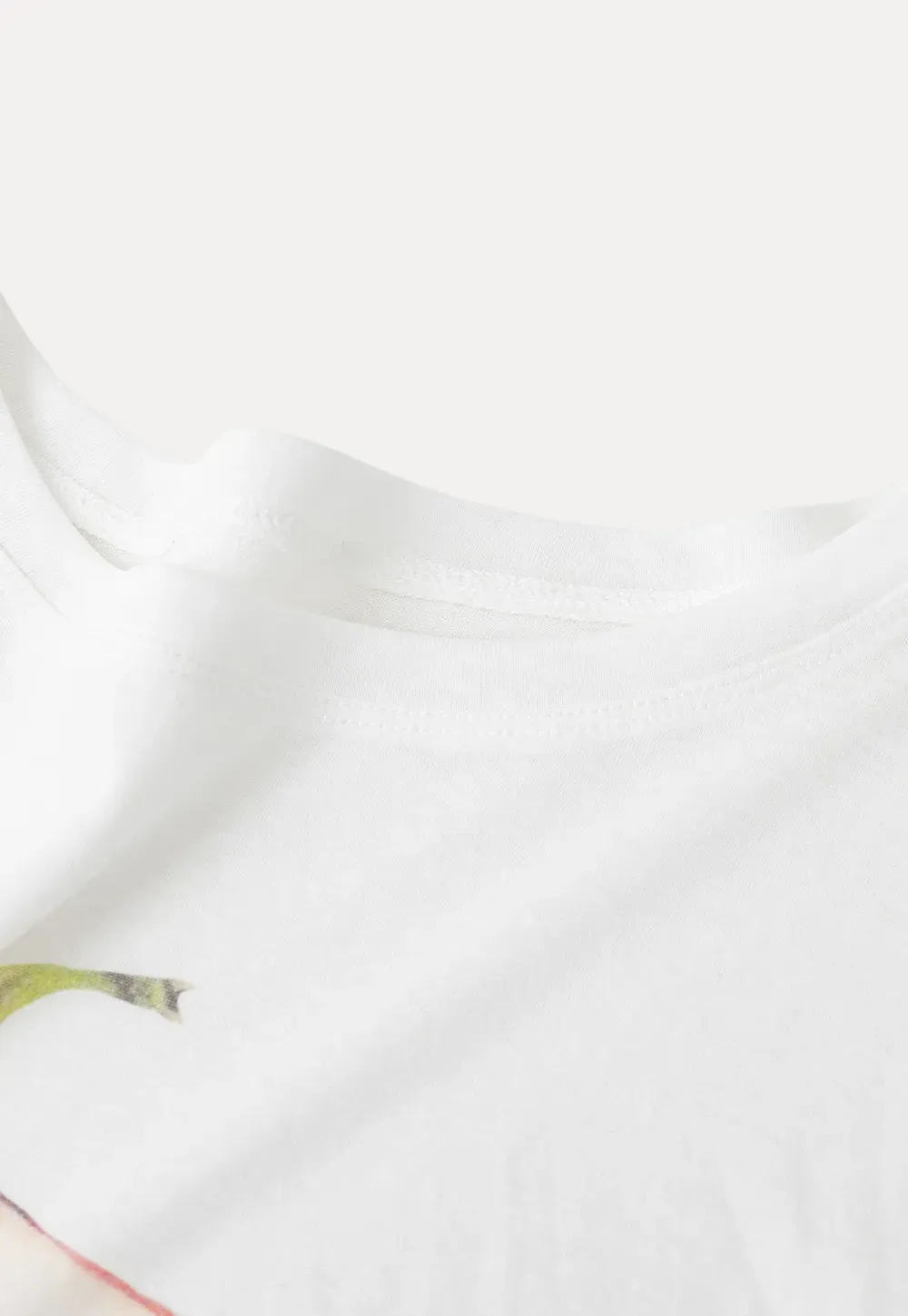 Oversized T shirt with fruit print and sheer neck detail
