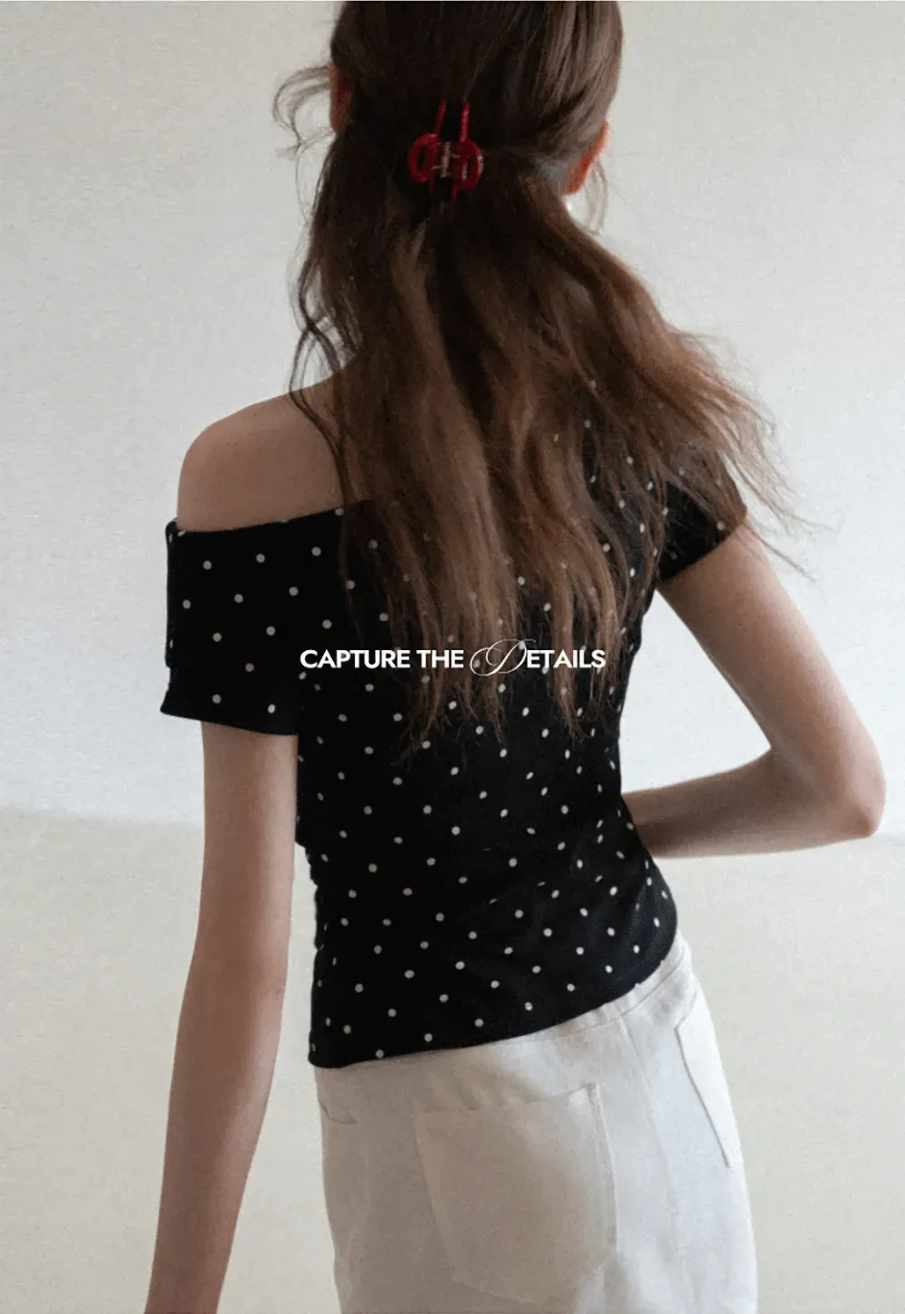 Polka dot off shoulder short sleeve tops