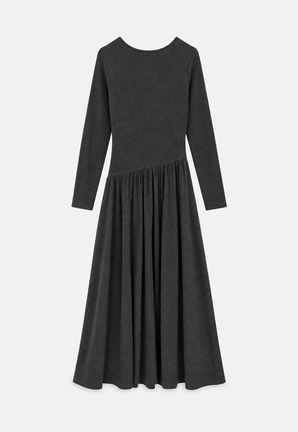 High Waist Pleated Long Sleeve Knit Dress