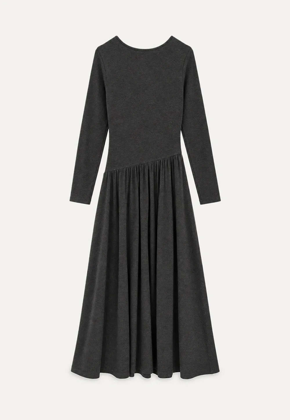 High Waist Pleated Long Sleeve Knit Dress