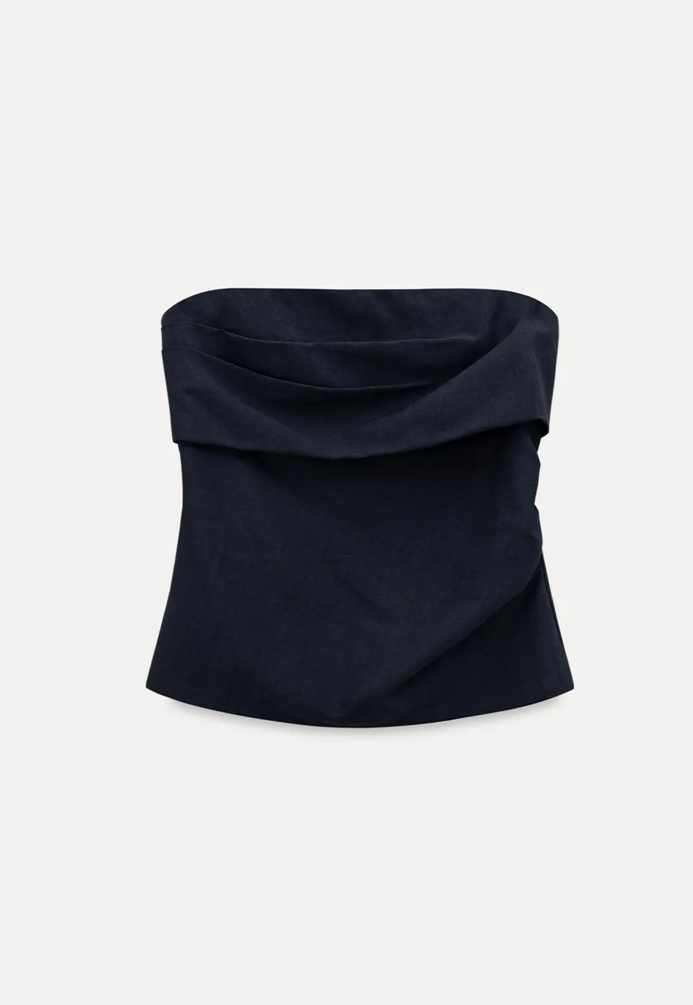 Strapless top with sheer neck tie and loose fit pants