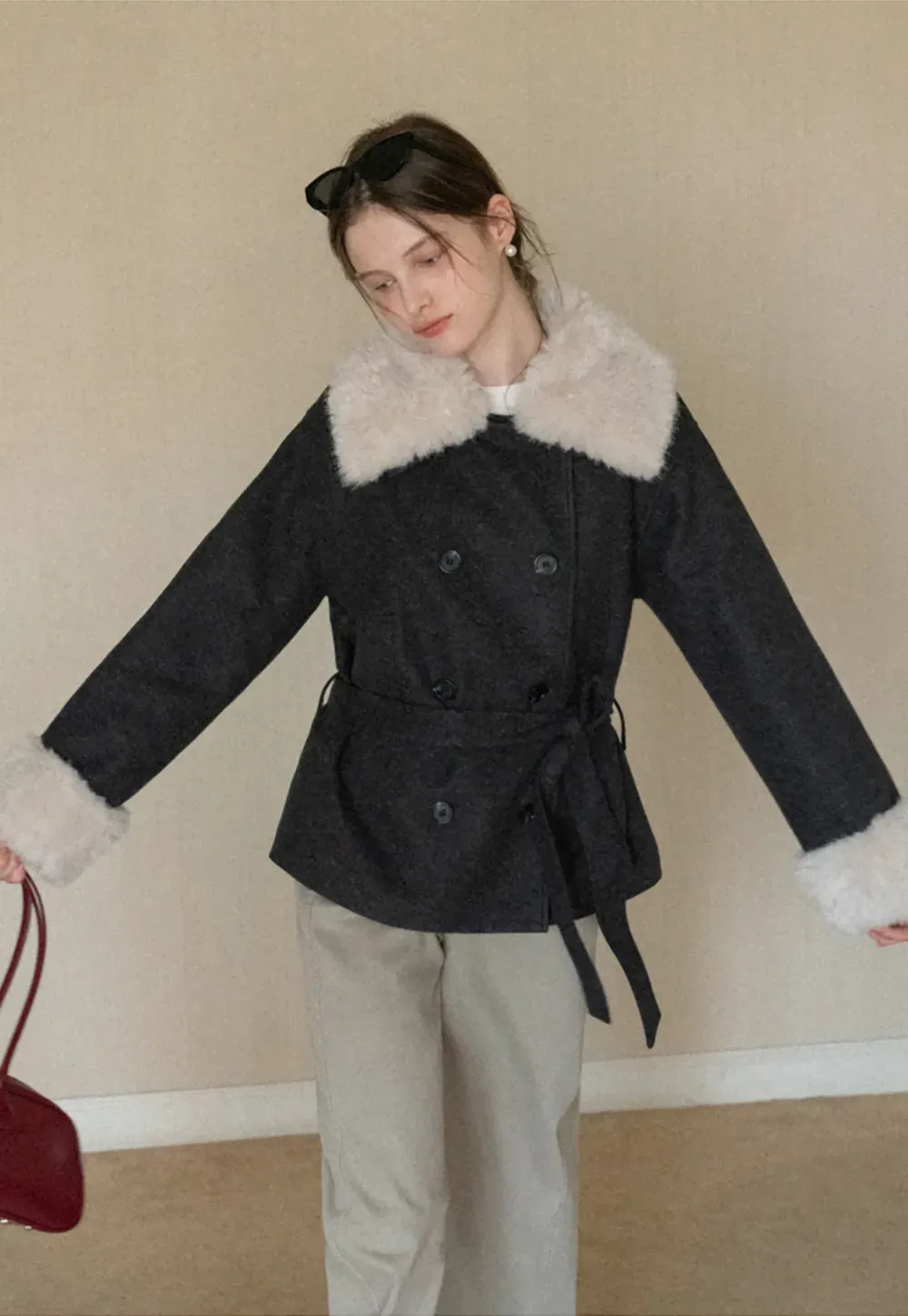 Wide leg high waist denim jeans with belt loop design