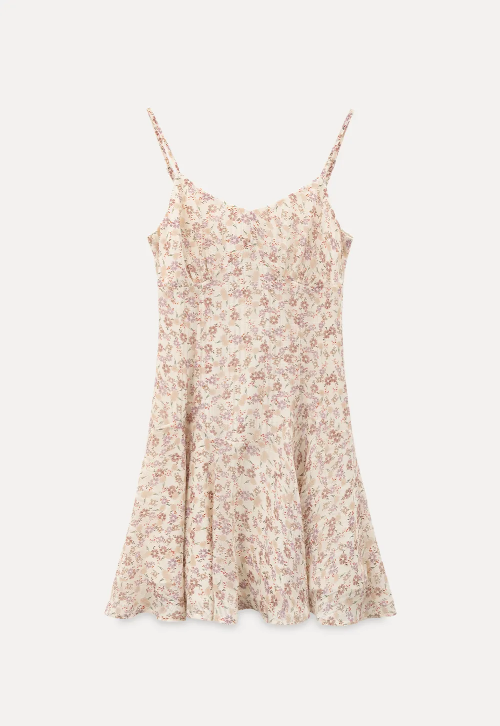 Floral Print Sleeveless Mini Dress with Pleated Skirt