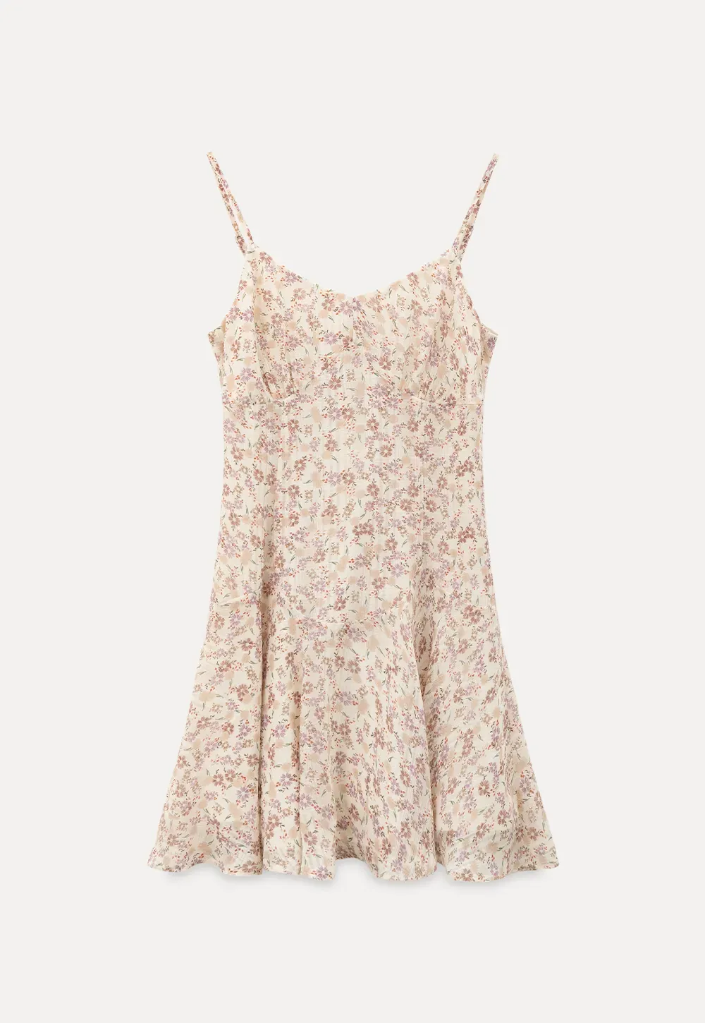 Floral Print Sleeveless Mini Dress with Pleated Skirt