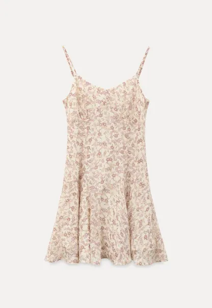 Floral Print Sleeveless Mini Dress with Pleated Skirt