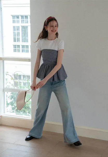 Smocked Waist Checkered Tank Top