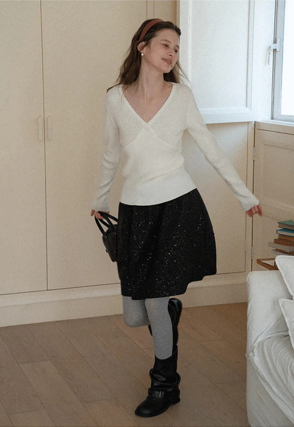 Sparkle Flare Skirt with Elastic Waist