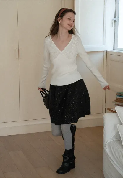 Sparkle Flare Skirt with Elastic Waist