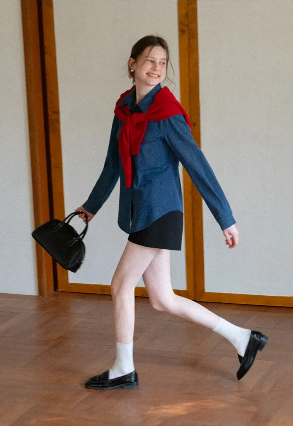 High waist pleated shorts with flared hem