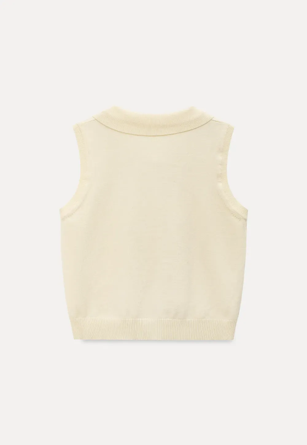 Sleeveless Knit Top with Collar and Buttons