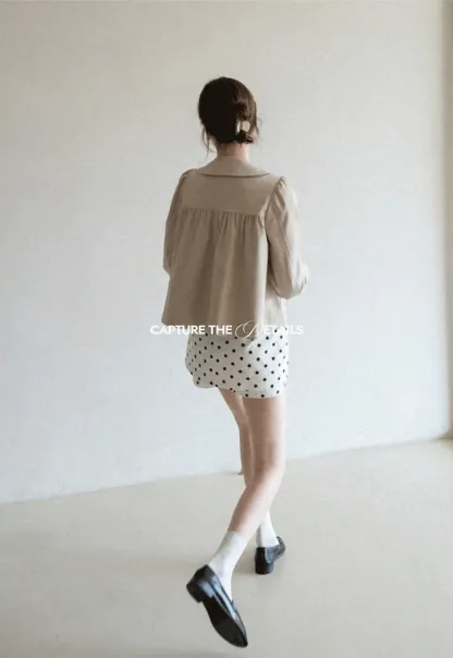 Polka dot mini skirt with layered hem