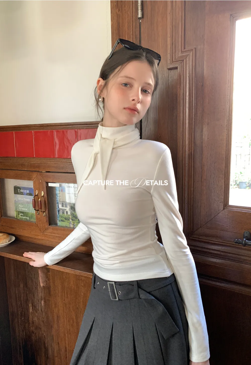 Tie Neck Long Sleeve T-Shirt Top