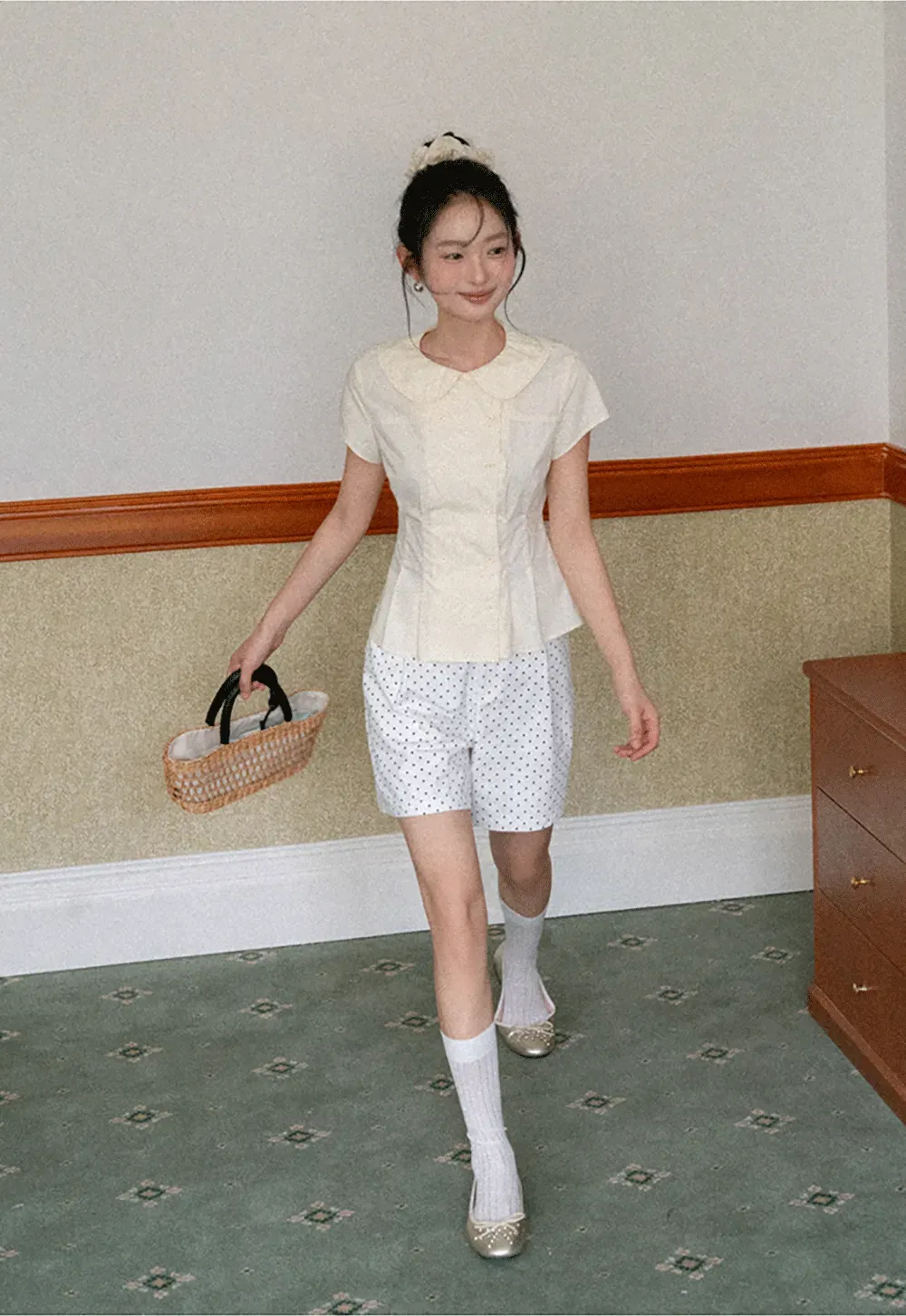 Polka Dot Shorts with Pleated Design