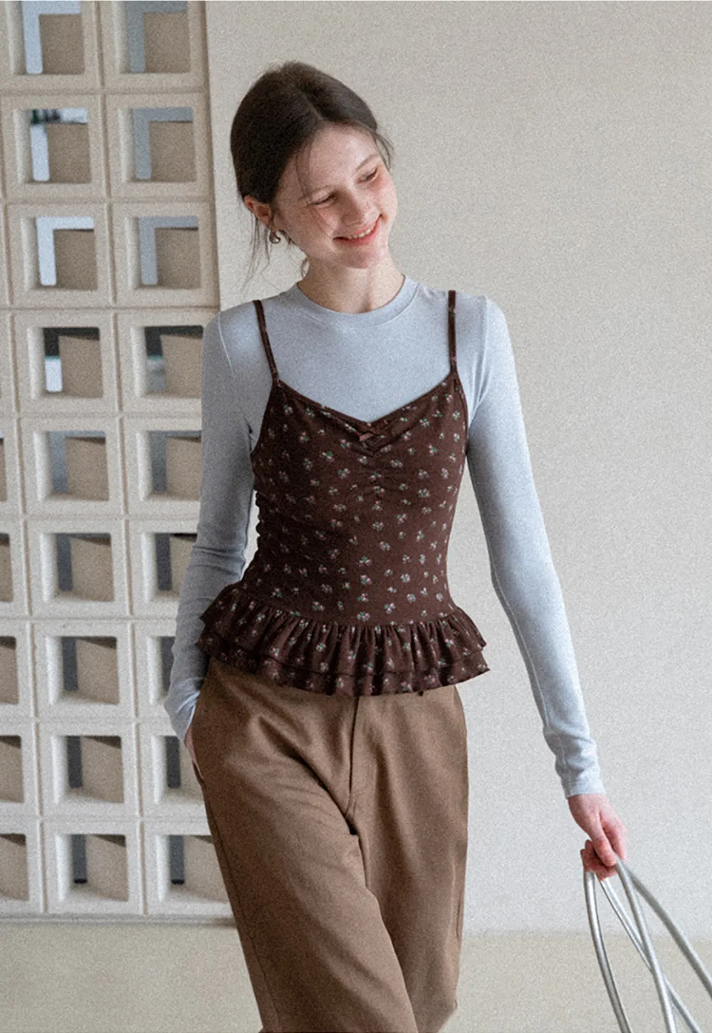 floral peplum tank top with ruffle hem