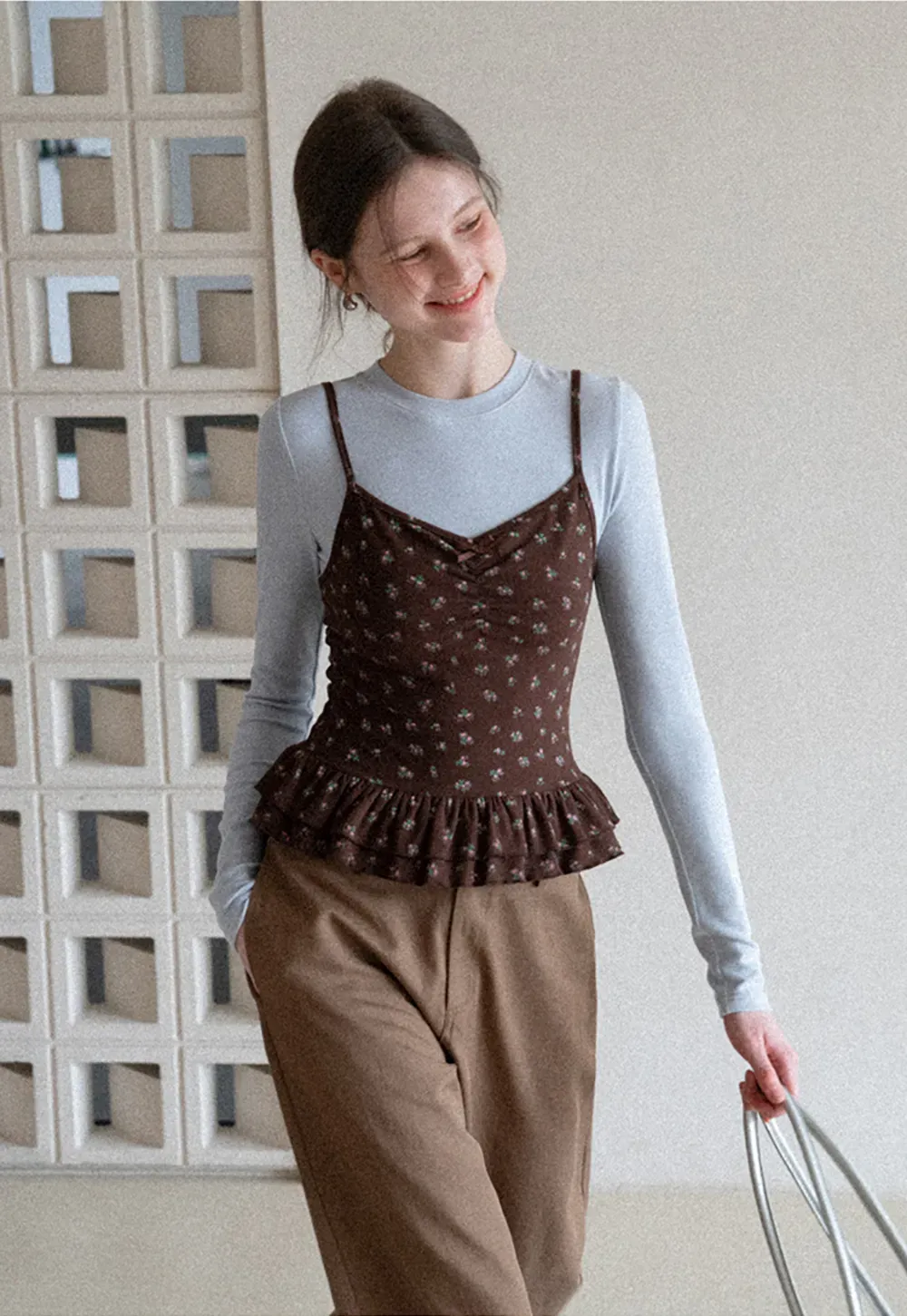 floral peplum tank top with ruffle hem