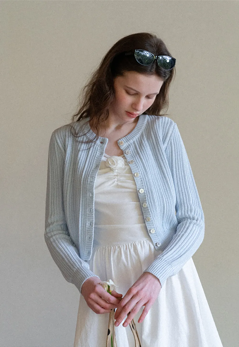 Ribbed Knit Cardigan with Button Closure