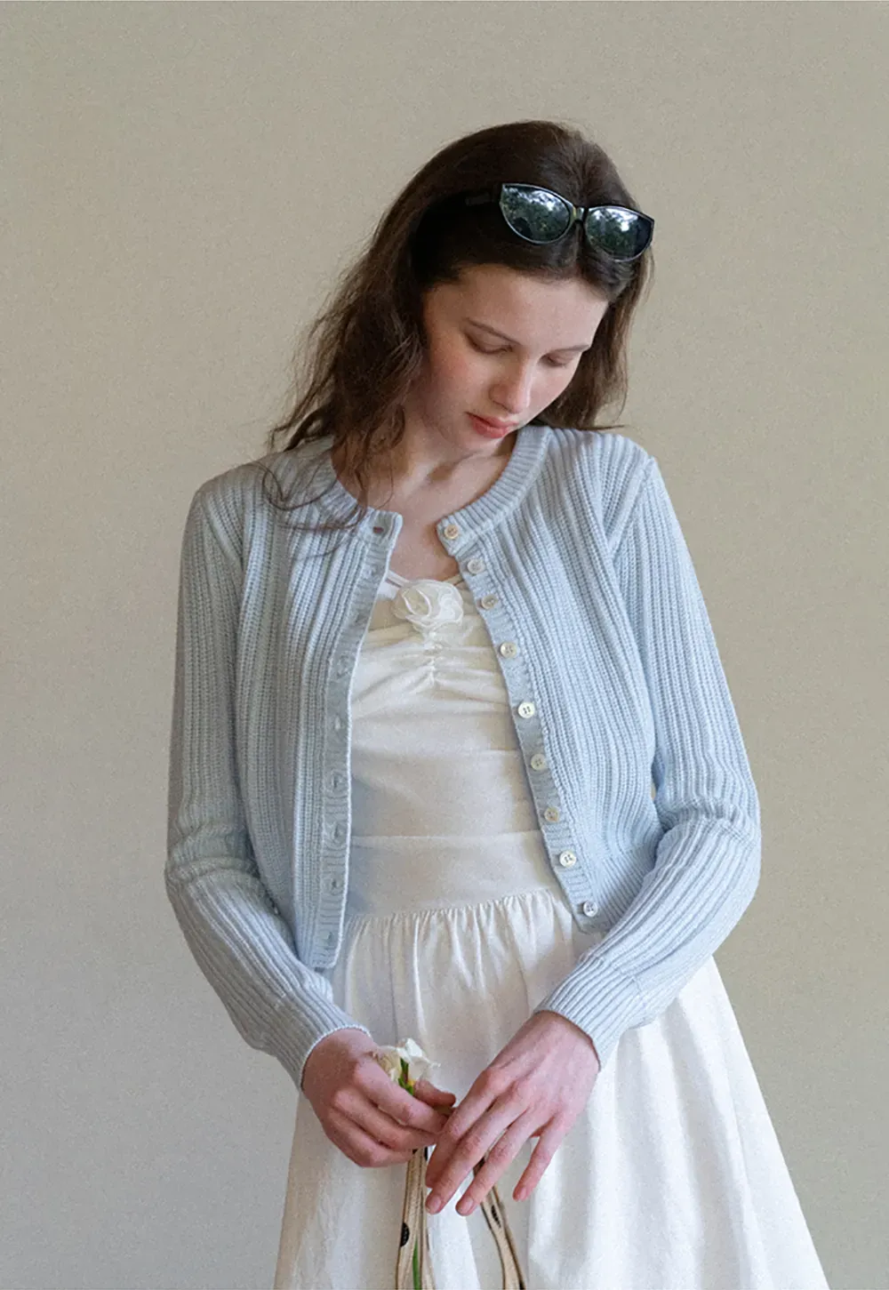 Ribbed Knit Cardigan with Button Closure