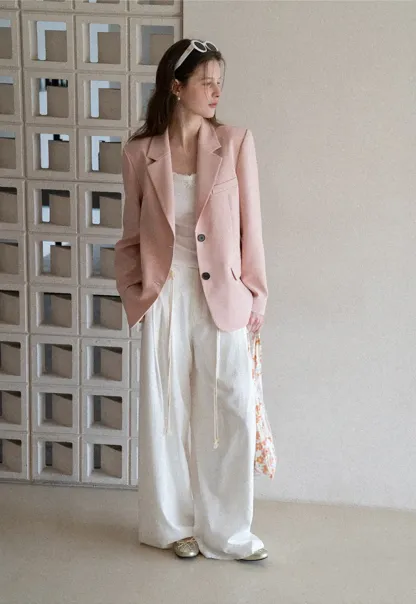 Casual Pants with Wide Legs and Pleats