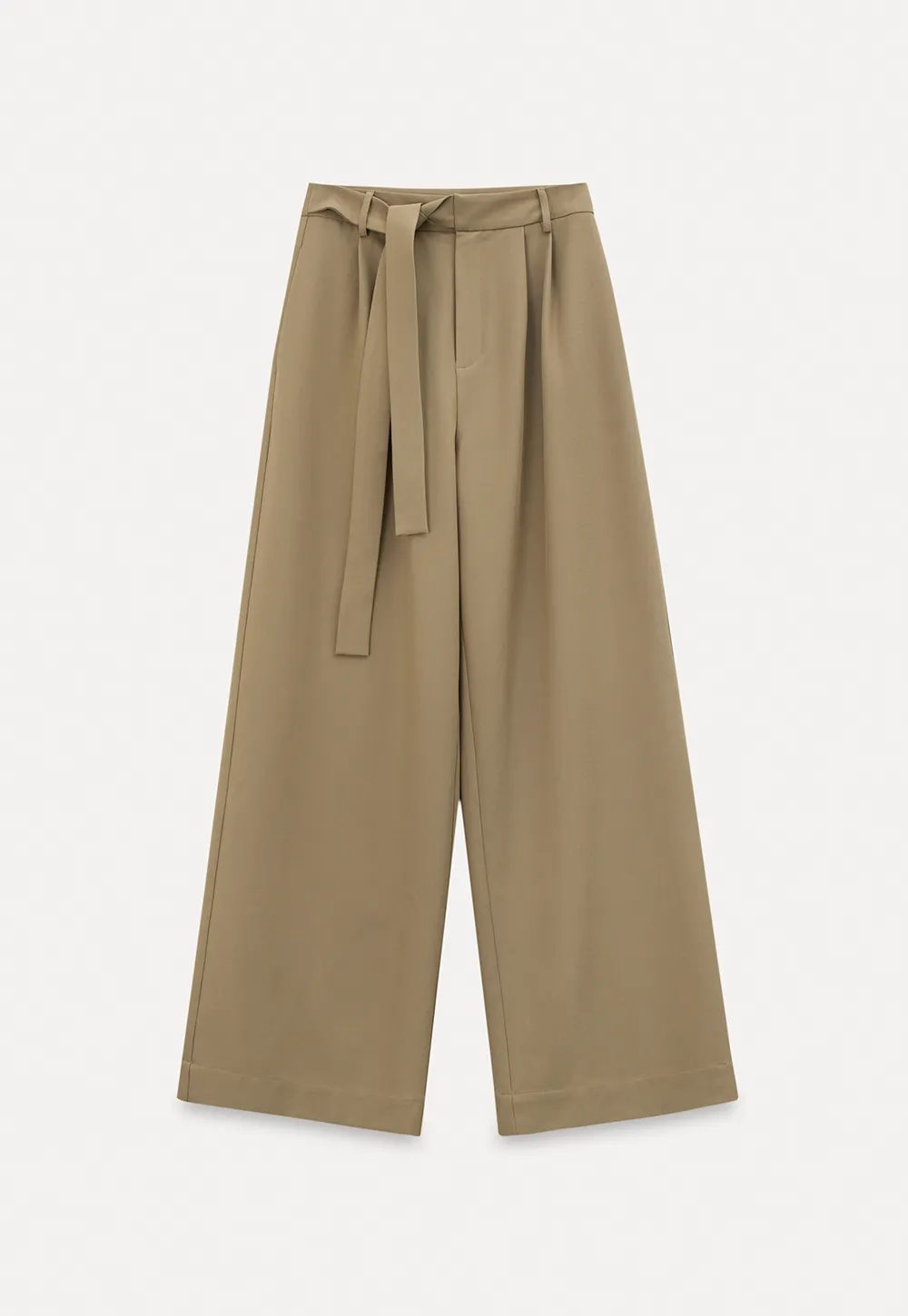 Wide leg casual pants with waist tie