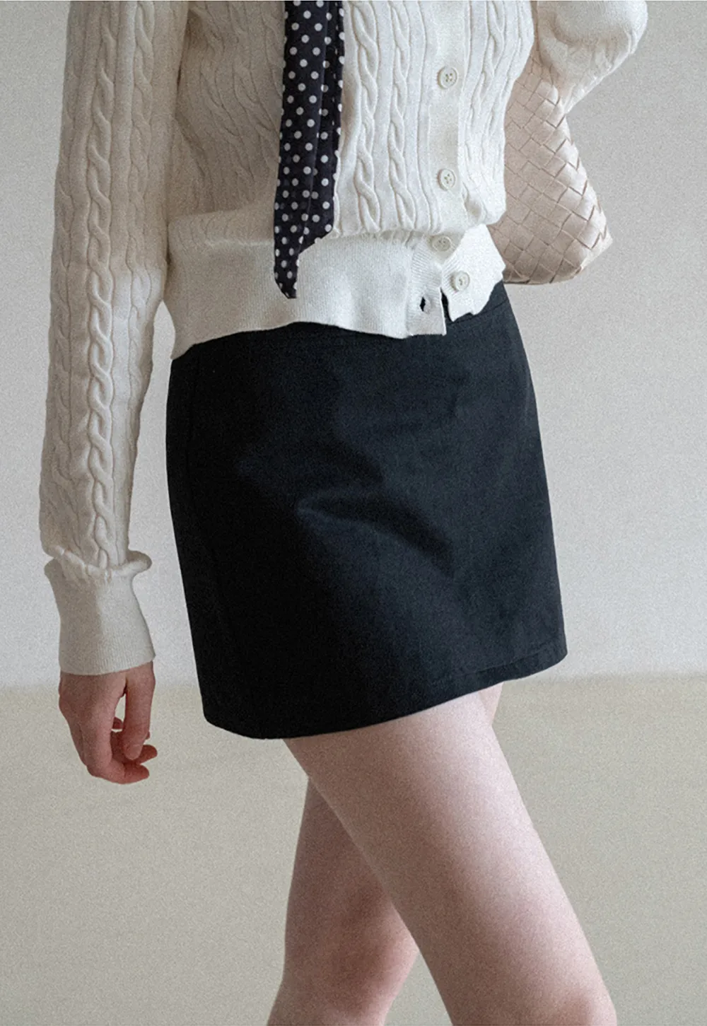 A-line mini skirt with clean lines and simple design