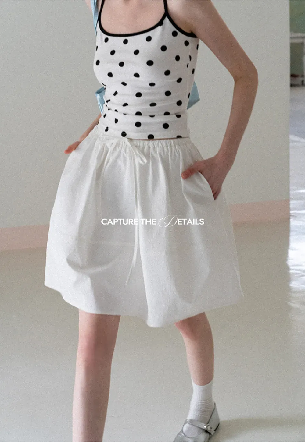 A-line skirt with drawstring waist and layered hem