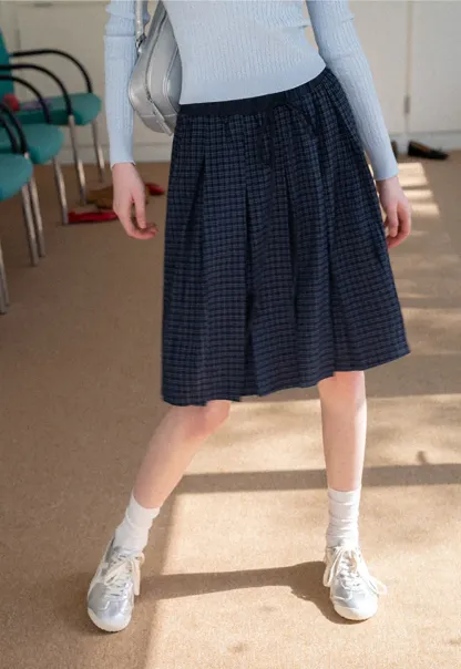 Pleated Drawstring Waist Skirt