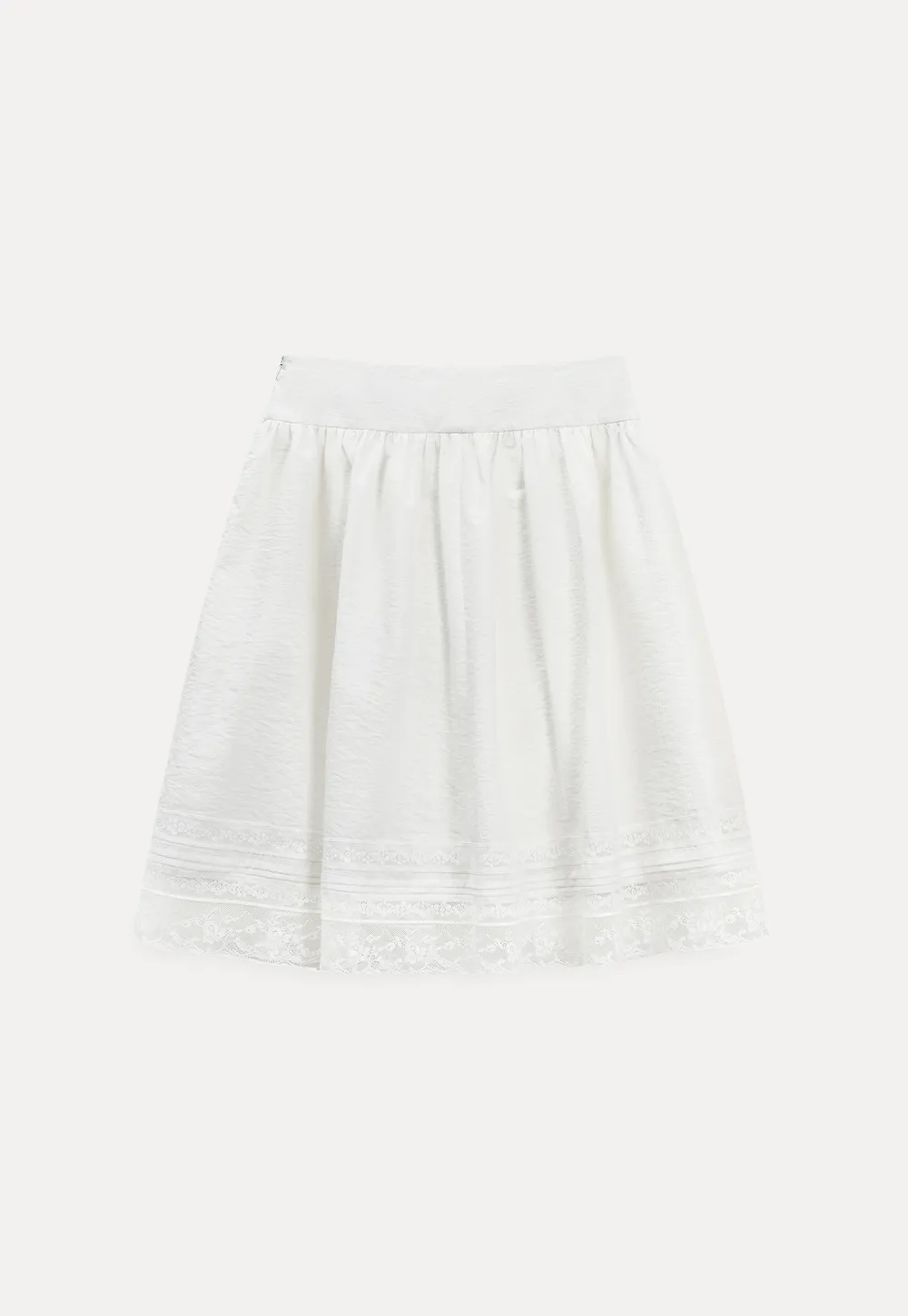 Lace Trimmed Pleated Midi Skirt