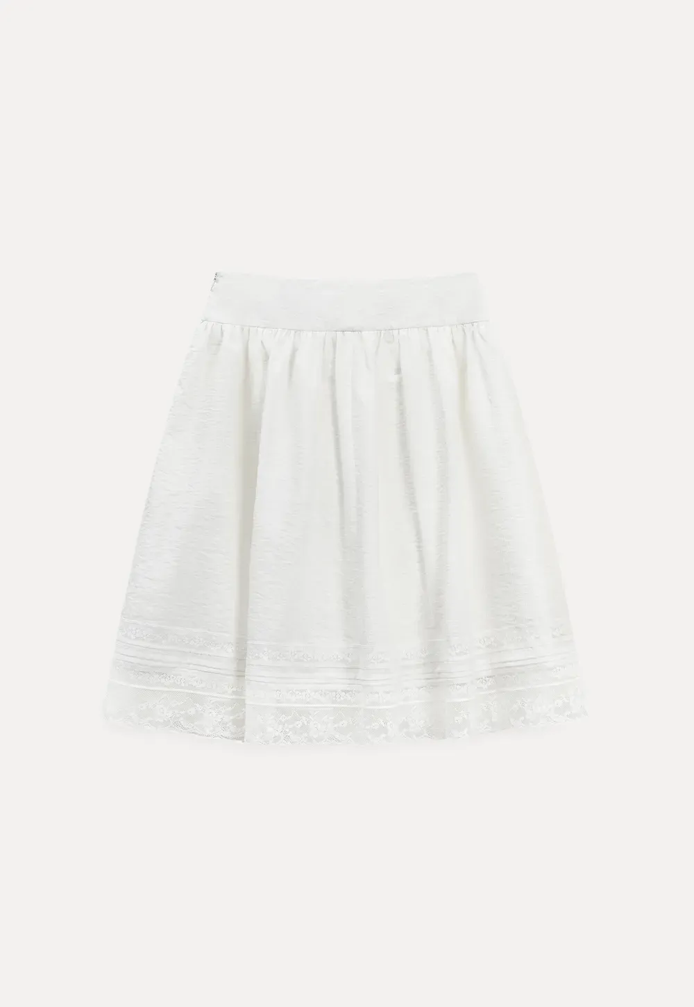 Lace Trimmed Pleated Midi Skirt