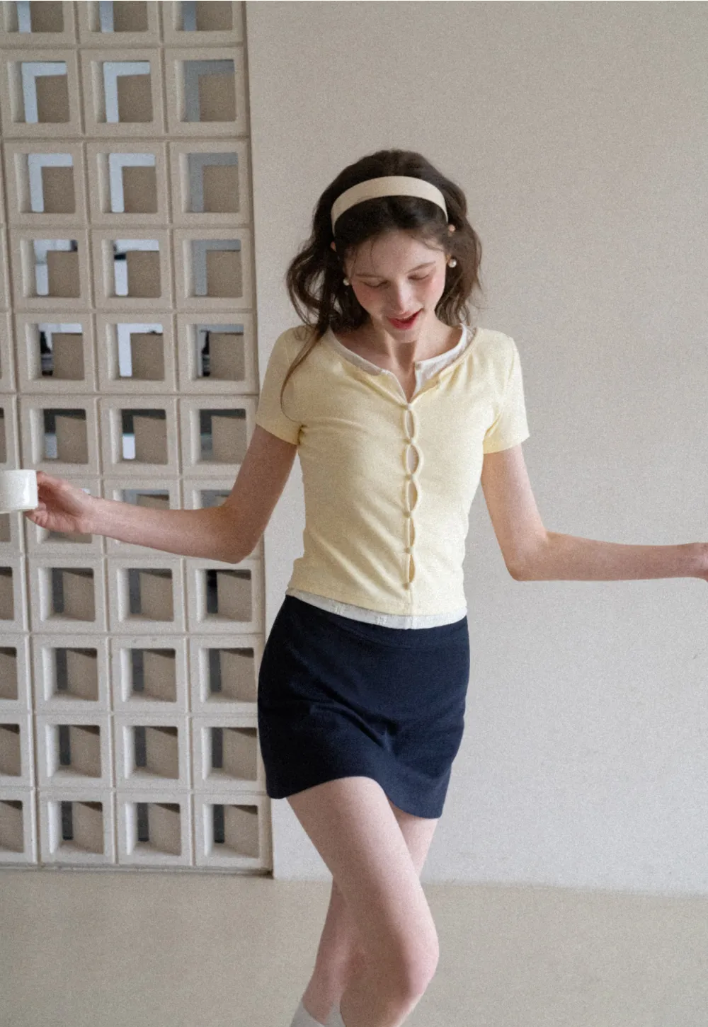 Short Sleeve T Shirt with Lace Trim