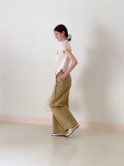 Short Sleeve Shirt with Bow Detail and Polka Dots